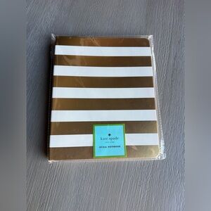 Kate Spade Gold and White Striped Spiral Notebook